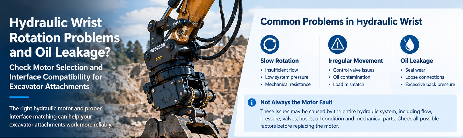 Latest company blogs about Hydraulic Wrist Rotation Problems and Oil Leakage: Checking Motor Selection and Interface Compatibility for Excavator Attachments
